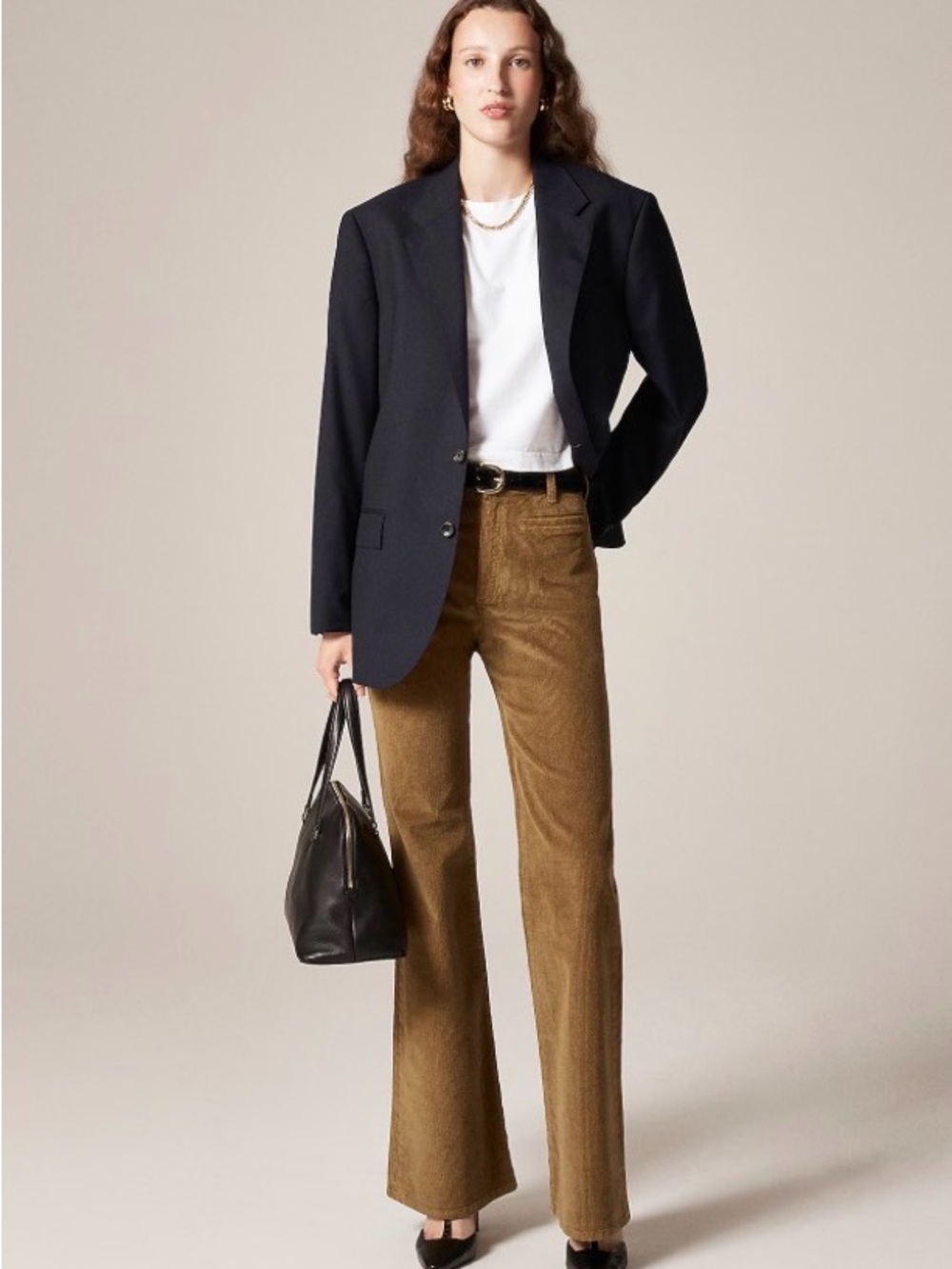J. Crew Retro Charm Sunlit Olive Tall Vintage Dramatic Flare Corduroy Pants 30P